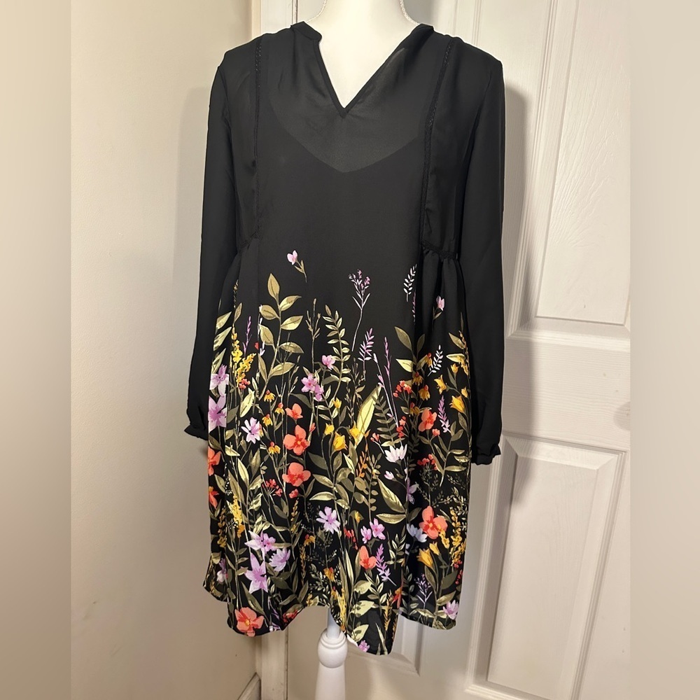 NWT Old Navy black floral bottom dress.